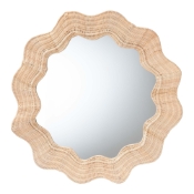 bali & pari Hasana Coastal Scalloped Natural Rattan Round Accent Wall Mirror